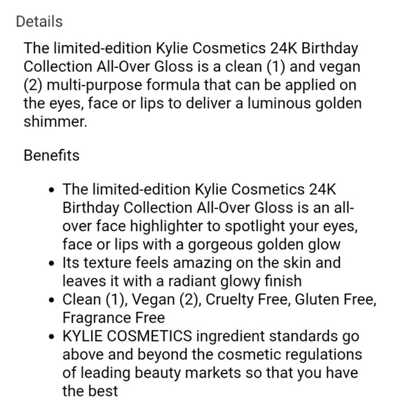 SALE! LAST ONE! KYLIE 24K BIRTHDAY COLLECTION ALL-OVER GLOSS. - Picture 6 of 7